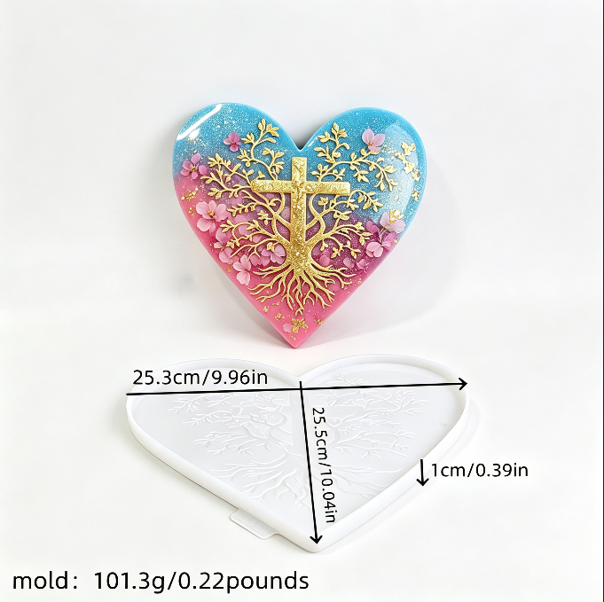 Heart Cross Tree of Life Wall Hanging Resin Mold
