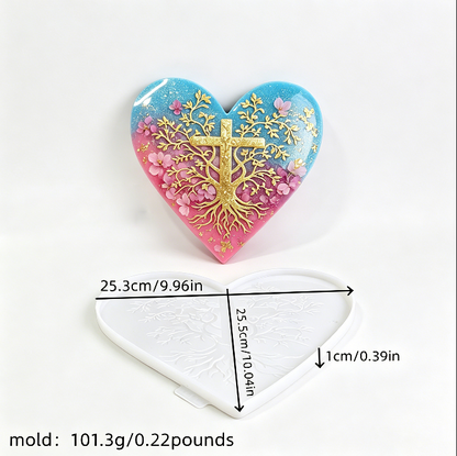 Heart Cross Tree of Life Wall Hanging Resin Mold