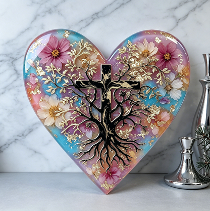 Heart Cross Tree of Life Wall Hanging Resin Mold