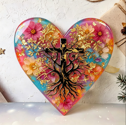 Heart Cross Tree of Life Wall Hanging Resin Mold