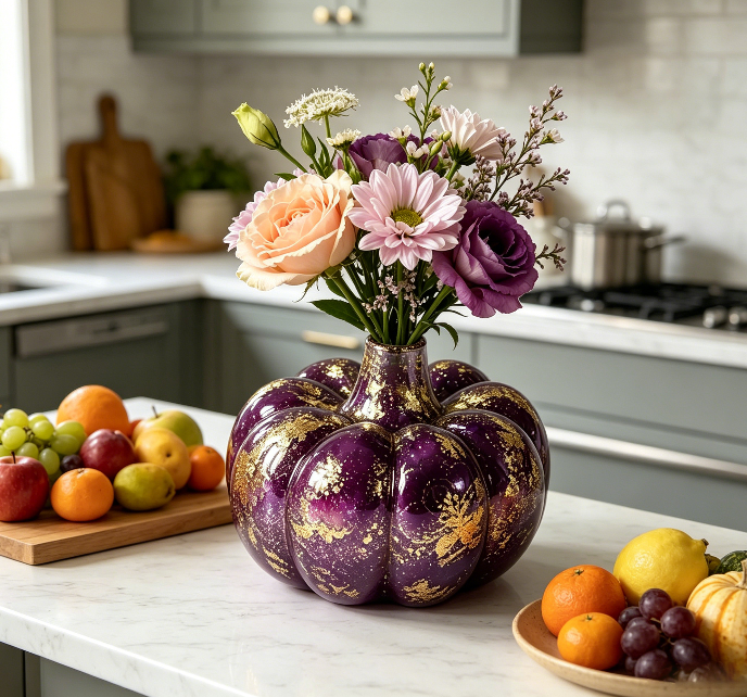 Pumpkin-Shaped Vase Resin Mold