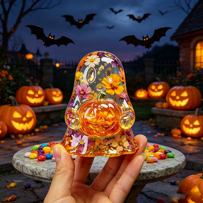 Cute Ghost Holding Pumpkin Figurine Resin Mold