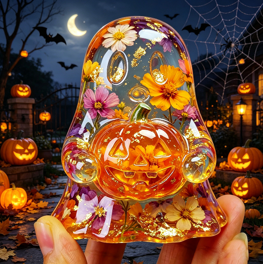Cute Ghost Holding Pumpkin Figurine Resin Mold