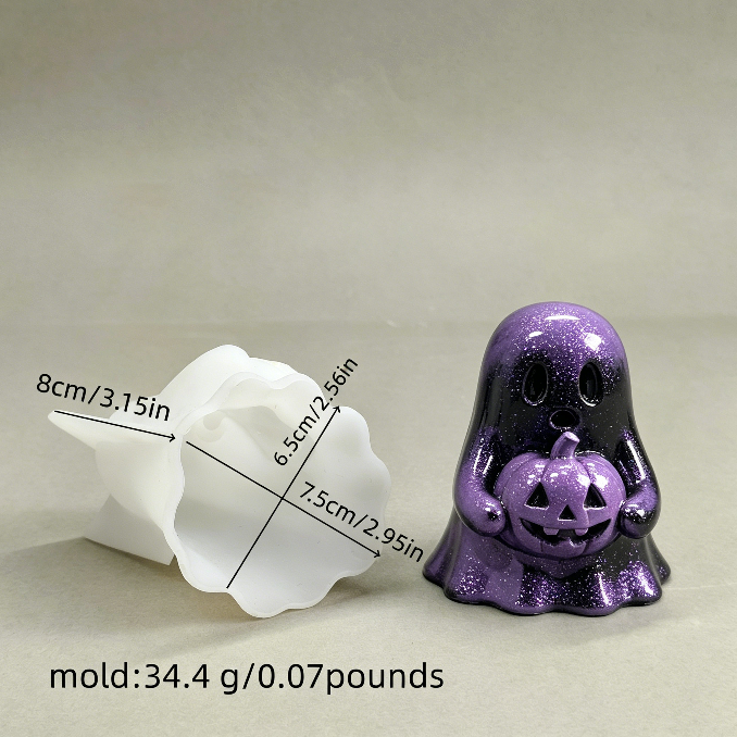 Cute Ghost Holding Pumpkin Figurine Resin Mold