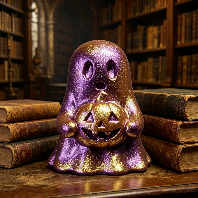 Cute Ghost Holding Pumpkin Figurine Resin Mold