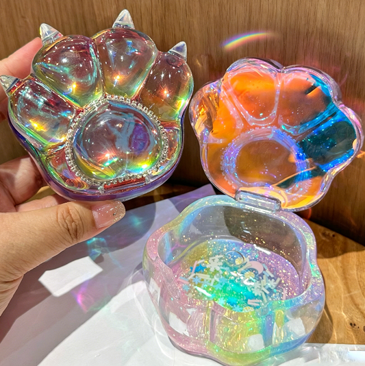 Handmade Puffy Cute Tiger Paw Flip-Top Storage Box Resin Mold