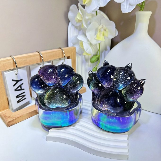 Handmade Puffy Cute Tiger Paw Flip-Top Storage Box Resin Mold