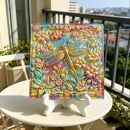 Square Floral Dragonfly Wall Hanging Resin Mold