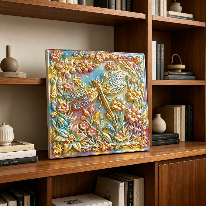 Square Floral Dragonfly Wall Hanging Resin Mold