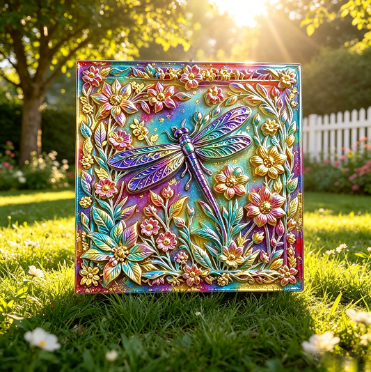 Square Floral Dragonfly Wall Hanging Resin Mold