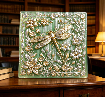 Square Floral Dragonfly Wall Hanging Resin Mold