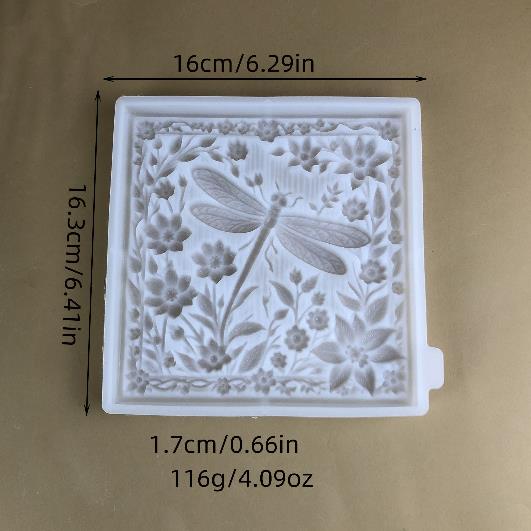 Square Floral Dragonfly Wall Hanging Resin Mold