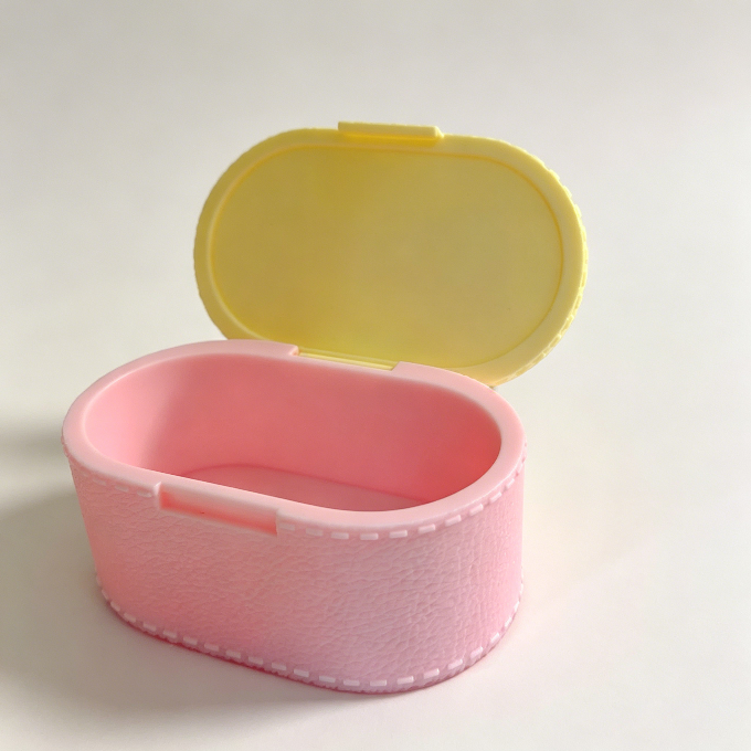 Handmade Oval Leather-Texture Flip-Top Storage Box Resin Mold