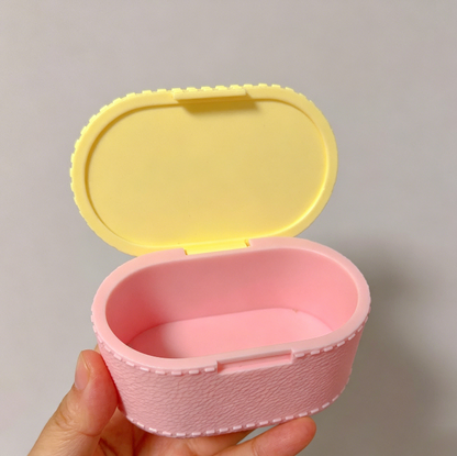 Handmade Oval Leather-Texture Flip-Top Storage Box Resin Mold