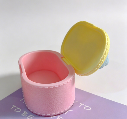 Handmade Oval Leather-Texture Flip-Top Storage Box Resin Mold