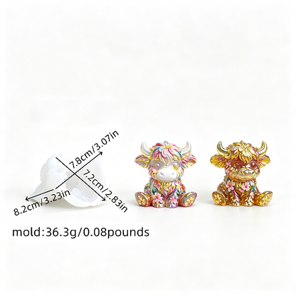 Highland Cow Shape Home Decor Ornament Resin Mold