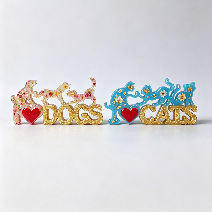 I Love Cats & Dogs  Decor Resin Mold