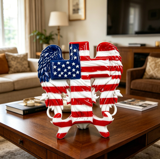 American Flag Cross with Angel Wings Resin Mold