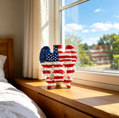 American Flag Cross with Angel Wings Resin Mold
