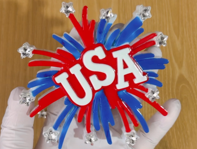 Handmade Firework USA Flag Hanging Ornament Resin Mold