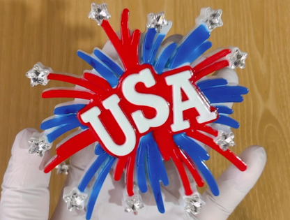 Handmade Firework USA Flag Hanging Ornament Resin Mold