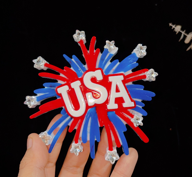 Handmade Firework USA Flag Hanging Ornament Resin Mold