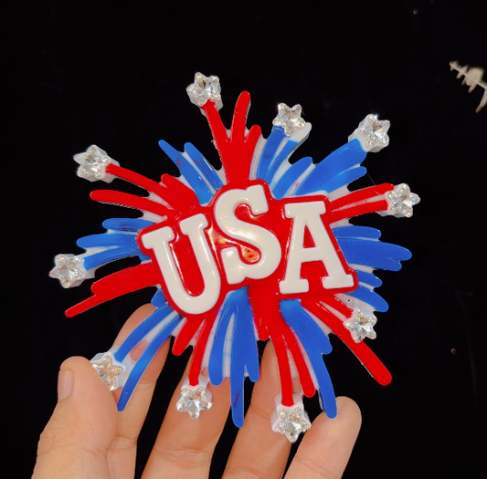 Handmade Firework USA Flag Hanging Ornament Resin Mold