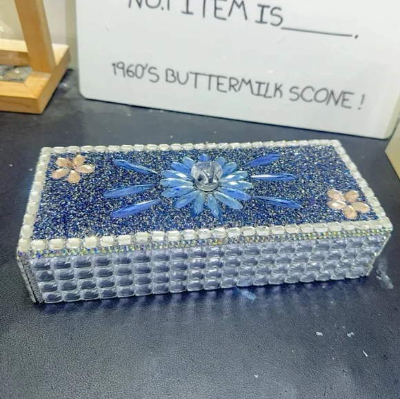 Handmade Large Diamond Rectangular Storage Box Resin Mold with Handle