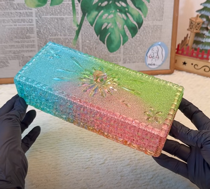 Handmade Large Diamond Rectangular Storage Box Resin Mold with Handle