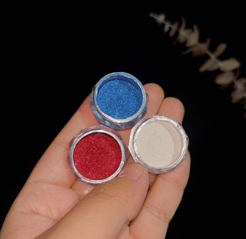 3-Color Mica Powder Set – Red, Blue & White