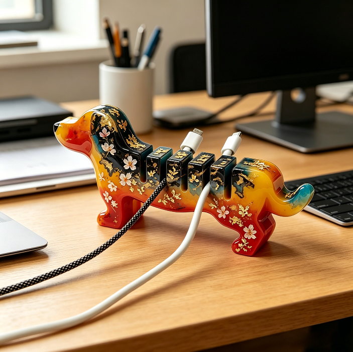 Cute Dachshund Cable Holder Resin Mold