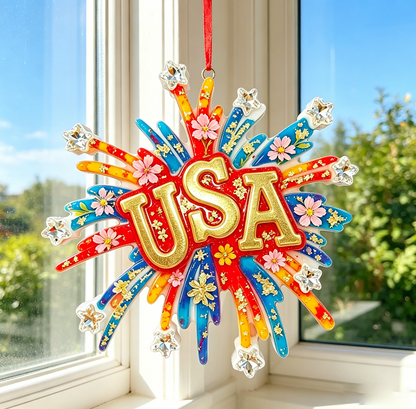 Handmade Firework USA Flag Hanging Ornament Resin Mold