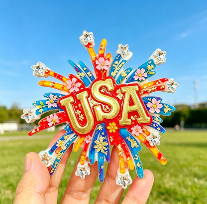 Handmade Firework USA Flag Hanging Ornament Resin Mold