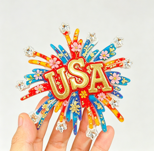 Handmade Firework USA Flag Hanging Ornament Resin Mold