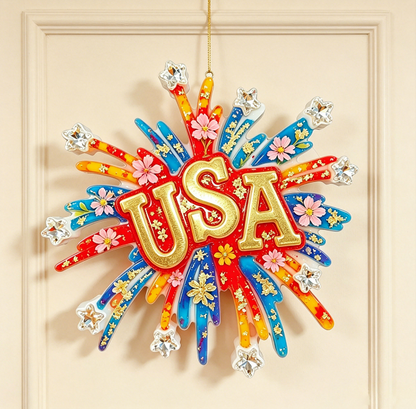 Handmade Firework USA Flag Hanging Ornament Resin Mold
