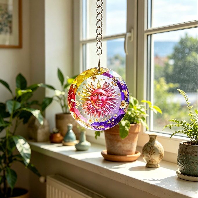 Handmade Crystal 2-in-1 Hole Sun&Moon Tag Resin Mold