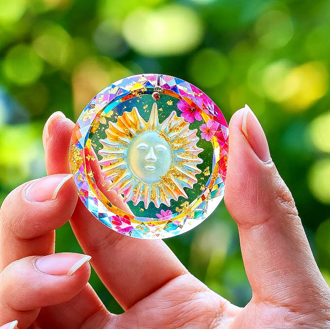 Handmade Crystal 2-in-1 Hole Sun&Moon Tag Resin Mold