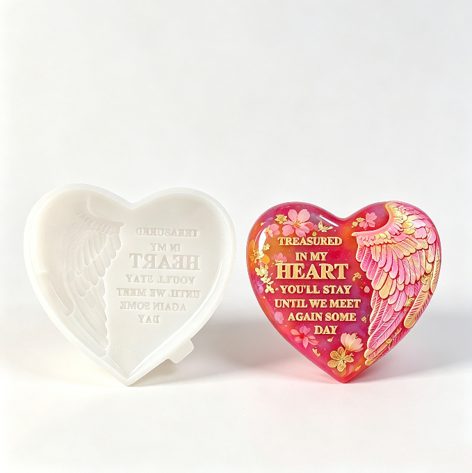Memorial Angel Wing Heart Resin Mold