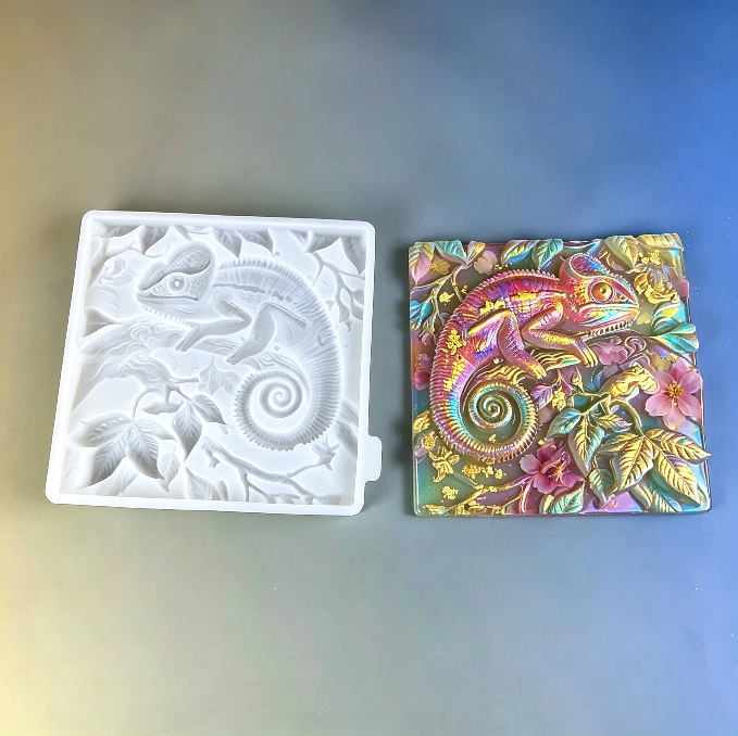 Square Chameleon Wall Art Resin Mold