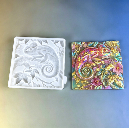 Square Chameleon Wall Art Resin Mold