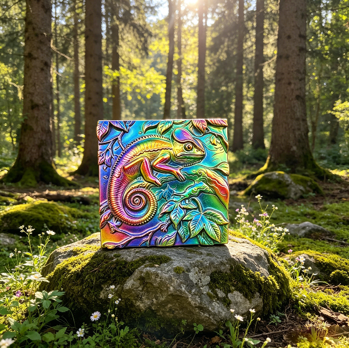 Square Chameleon Wall Art Resin Mold