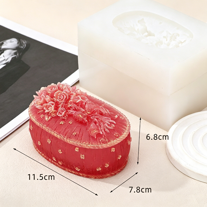 Handmade Vintage Floral Oval Storage Box Resin Mold