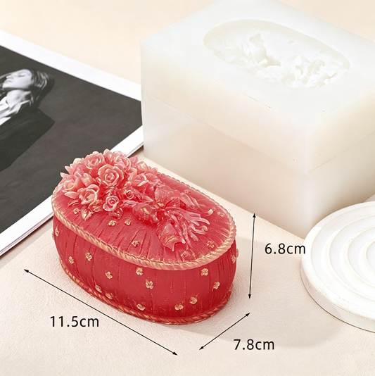 Handmade Vintage Floral Oval Storage Box Resin Mold