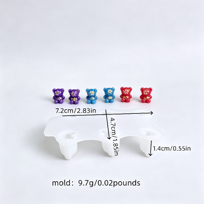 6-in-1 Mini Bear Charm Resin Mold