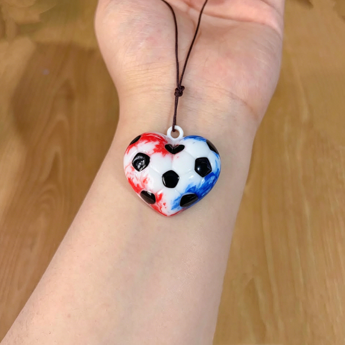 Handmade Puffy Heart Soccer Pattern Necklace Resin Mold