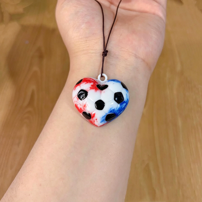 Handmade Puffy Heart Soccer Pattern Necklace Resin Mold