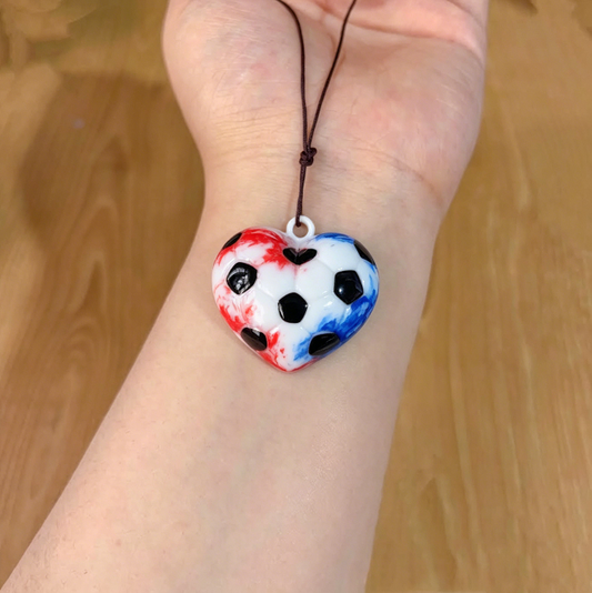 Handmade Puffy Heart Soccer Pattern Necklace Resin Mold
