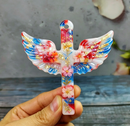 Winged Cross with Hole Hanging Resin Mold