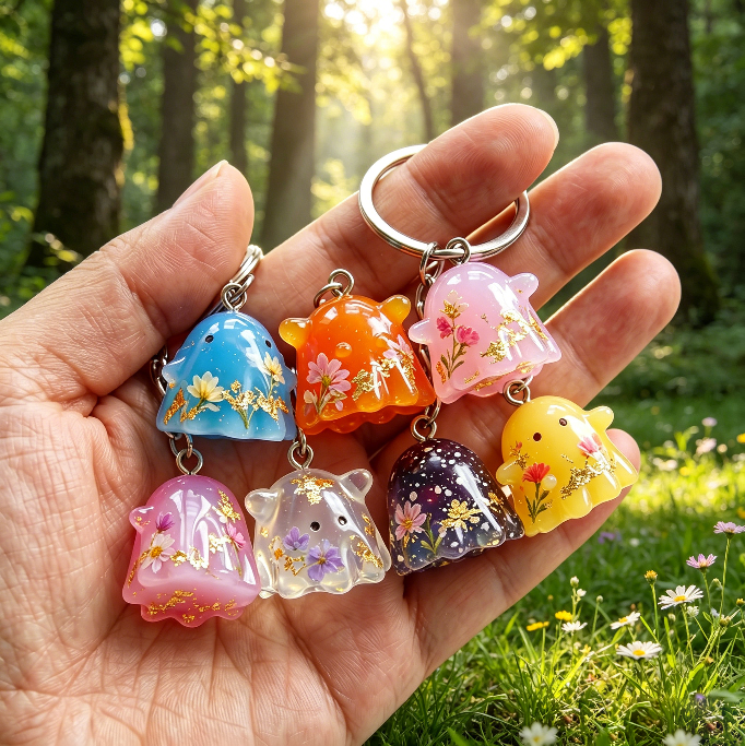 7pcs Mini Cute Ghost Figurine Resin Mold Set