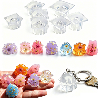 7pcs Mini Cute Ghost Figurine Resin Mold Set